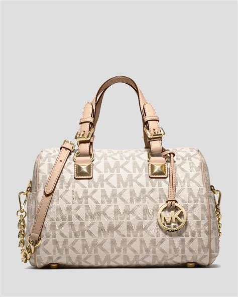 michael kors grayson chain medium logo satchel in vanilla|michael kors grayson duffel.